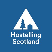 Hostelling Scotland White On Blue 2000